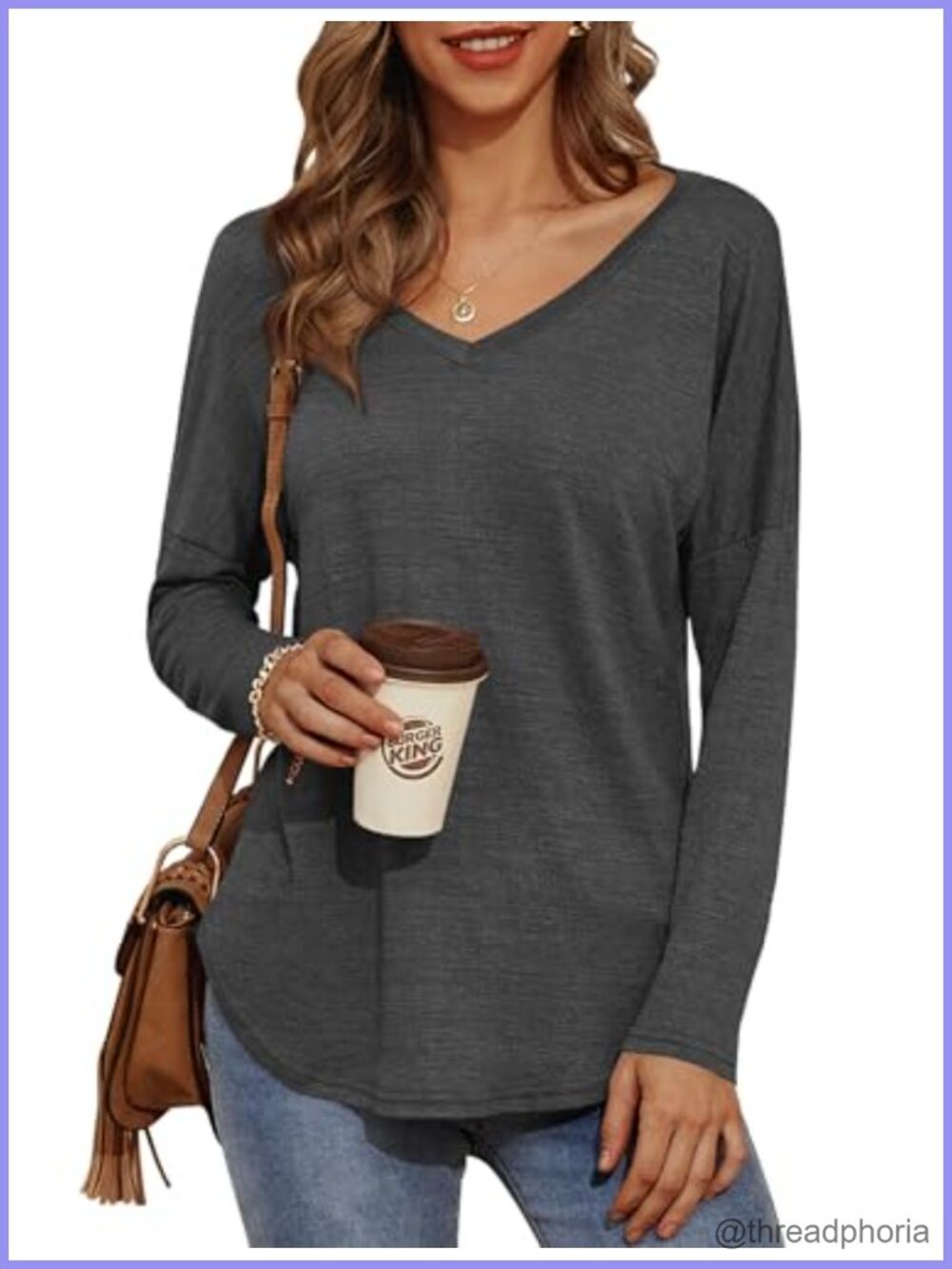 Womens Long Sleeve Tunic Top V Neck Dressy Casual Pullover Blouse